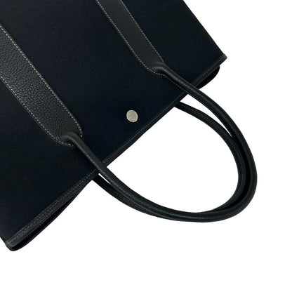 Hermes Garden Party PM Toile Officier Buffalo Leather Originally Tote Bag Black — view 4
