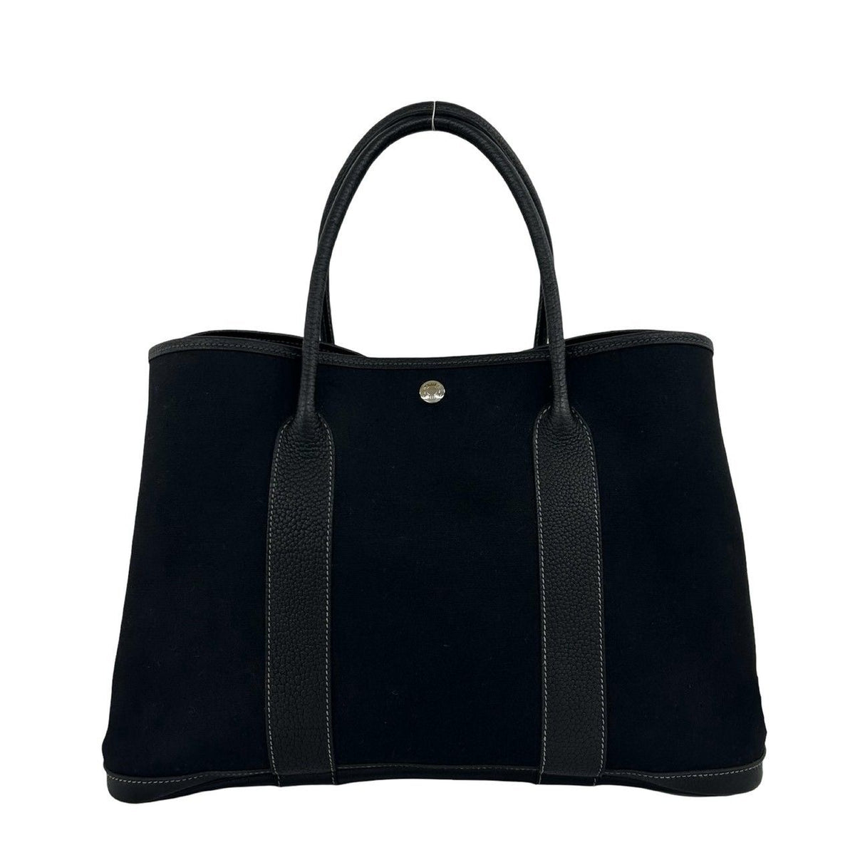 Hermes Garden Party PM Toile Officier Buffalo Leather Originally Tote Bag Black — view 3