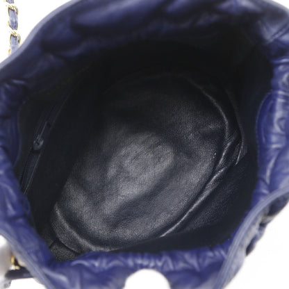 Chanel Quilted Drawstring Vintage Lambskin Navy Shoulder Bag — view 5