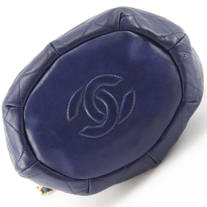 Chanel Quilted Drawstring Vintage Lambskin Navy Shoulder Bag — view 8