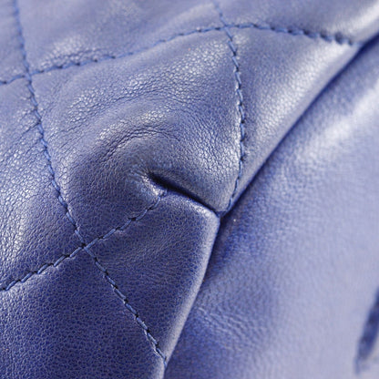 Chanel Quilted Drawstring Vintage Lambskin Navy Shoulder Bag — view 4