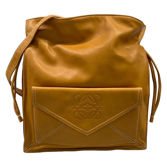 Loewe Shoulder Bag Brown Drawstring Leather