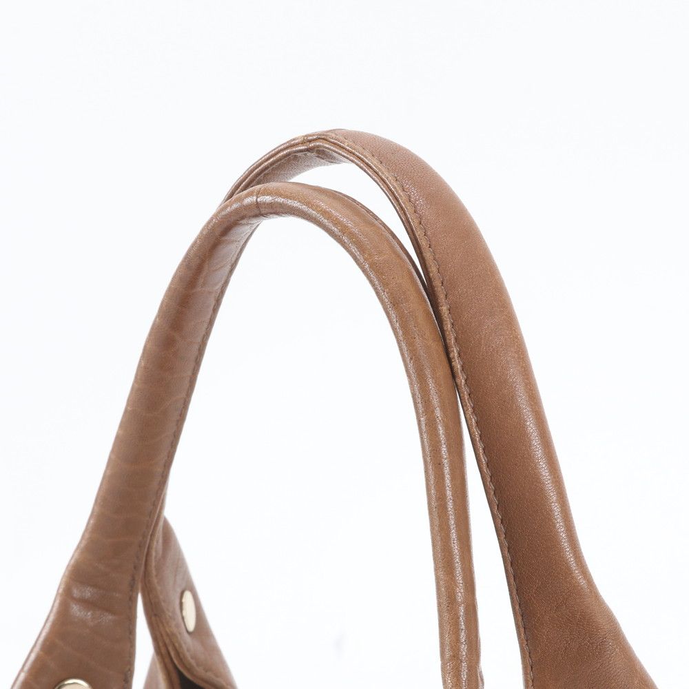 Bvlgari Chandra Leather Tote Bag Shoulder Hand Brown — view 2