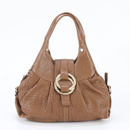 Bvlgari Chandra Leather Tote Bag Shoulder Hand Brown