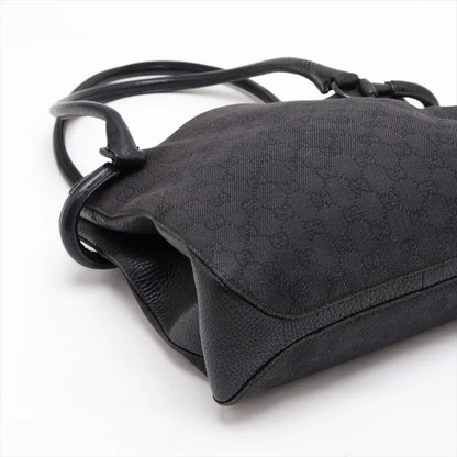 Gucci GG Canvas Leather Shoulder Bag Hand Tote Black — view 4