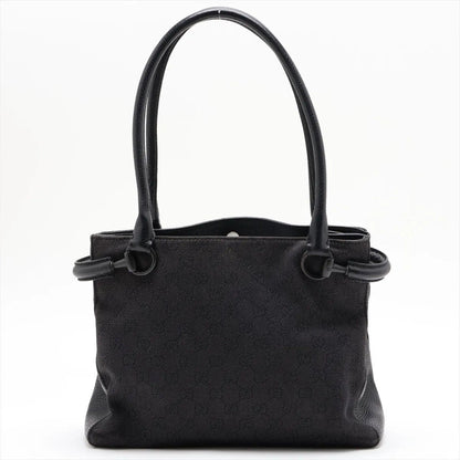 Gucci GG Canvas Leather Shoulder Bag Hand Tote Black — view 2