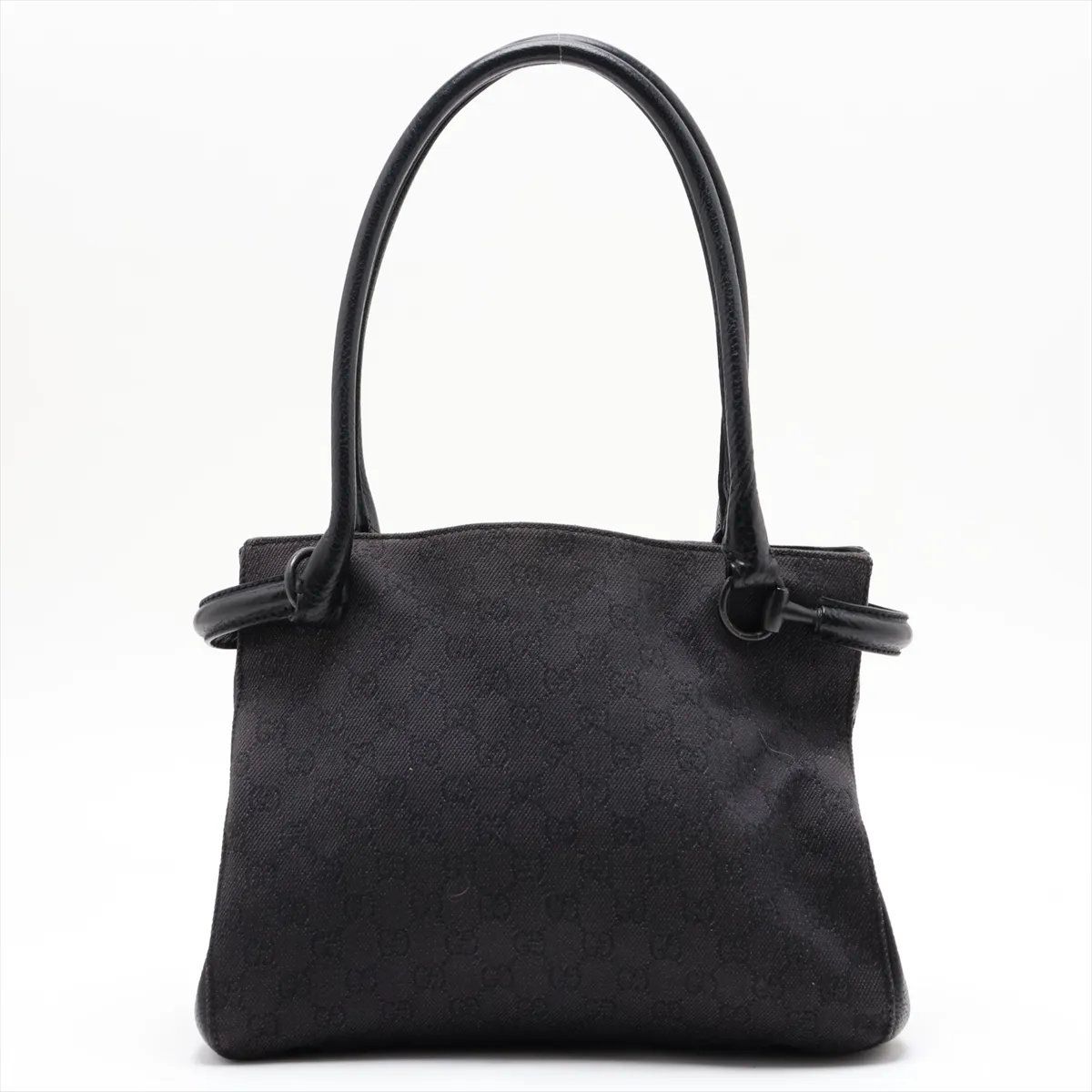Gucci GG Canvas Leather Shoulder Bag Hand Tote Black