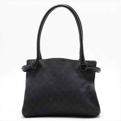 Gucci GG Canvas Leather Shoulder Bag Hand Tote Black