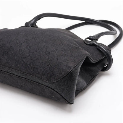 Gucci GG Canvas Leather Shoulder Bag Hand Tote Black — view 3