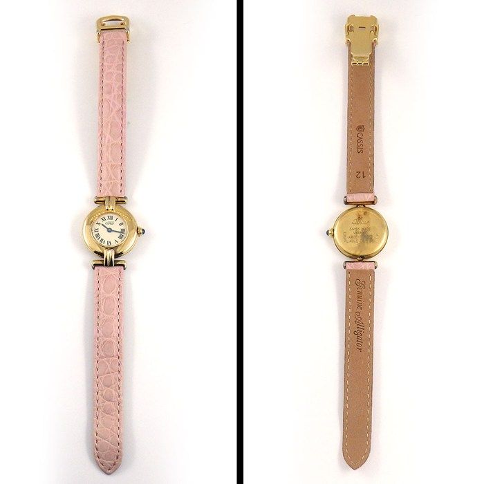 Cartier Watch Must Colisee SM Ivory Dial Roman Index SS Pink Leather Strap — view 3