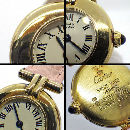 Cartier Watch Must Colisee SM Ivory Dial Roman Index SS Pink Leather Strap — view 6