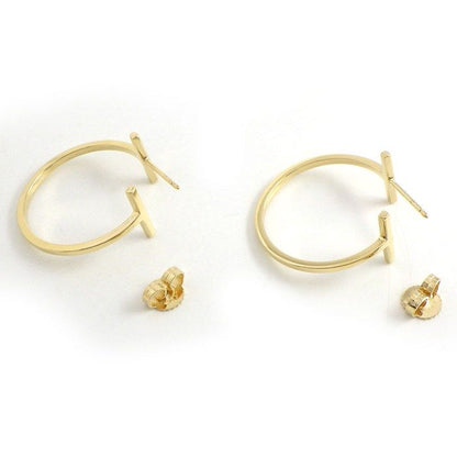 Tiffany & Co Earrings T Wire Hoop Medium 18k Yellow Gold — view 2