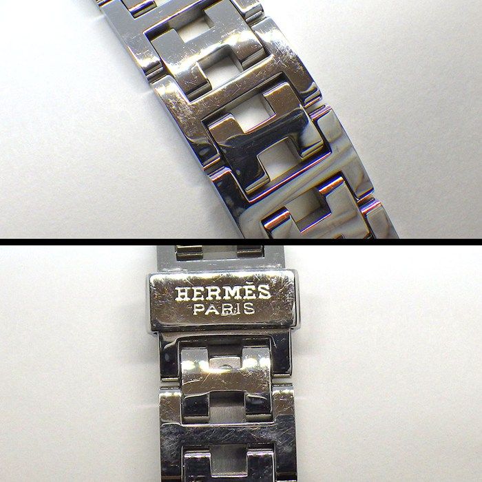 Hermes Watch Clipper Nacre Diamond Bezel Pink Shell Dial SS Quartz Analog — view 7