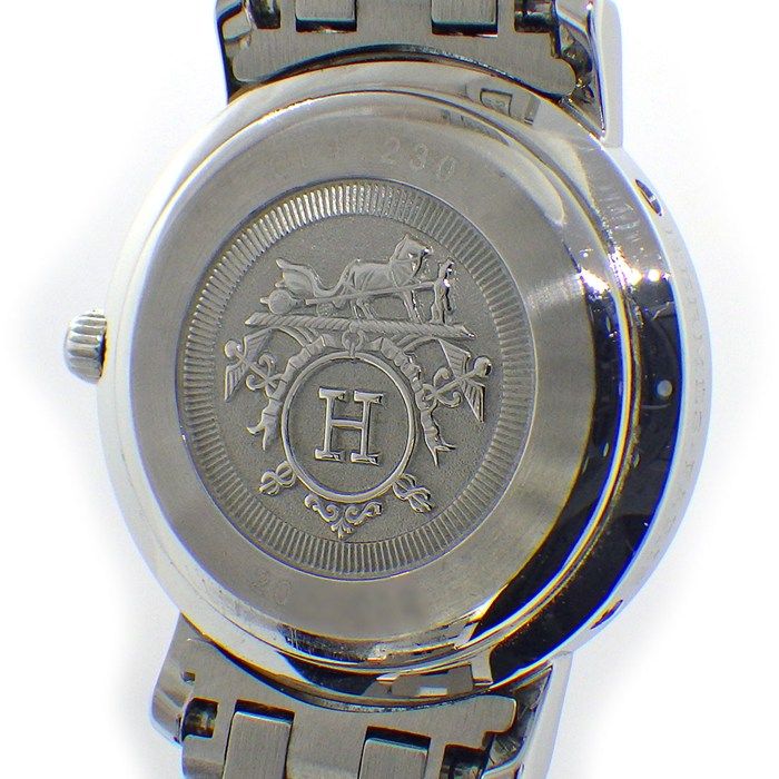 Hermes Watch Clipper Nacre Diamond Bezel Pink Shell Dial SS Quartz Analog — view 4
