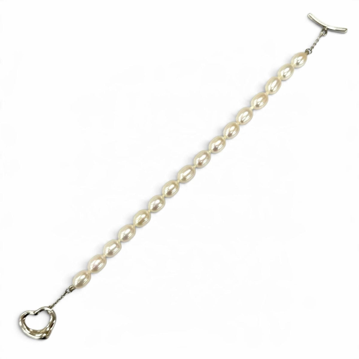 Tiffany & Co Elsa Peretti Fresh Water Pearl 925 Open Heart Bracelet White — view 5