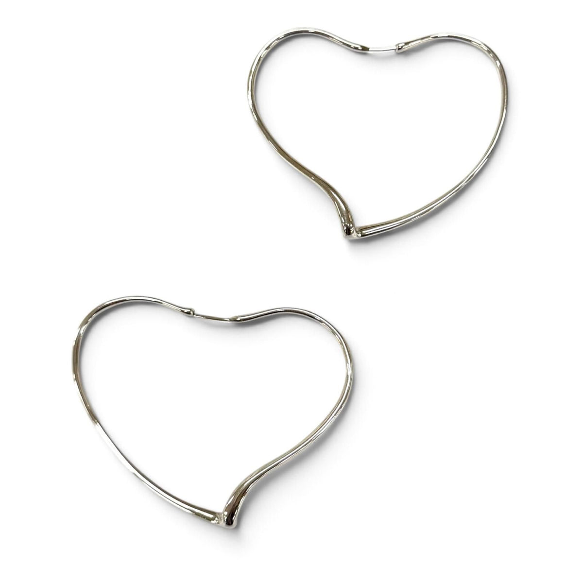 Tiffany & Co Elsa Peretti Open Heart Hoop Earrings Large Silver