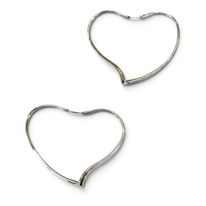 Tiffany & Co Elsa Peretti Open Heart Hoop Earrings Large Silver