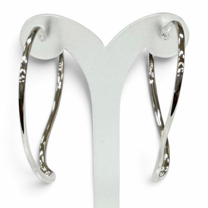 Tiffany & Co Elsa Peretti Open Heart Hoop Earrings Large Silver — view 2