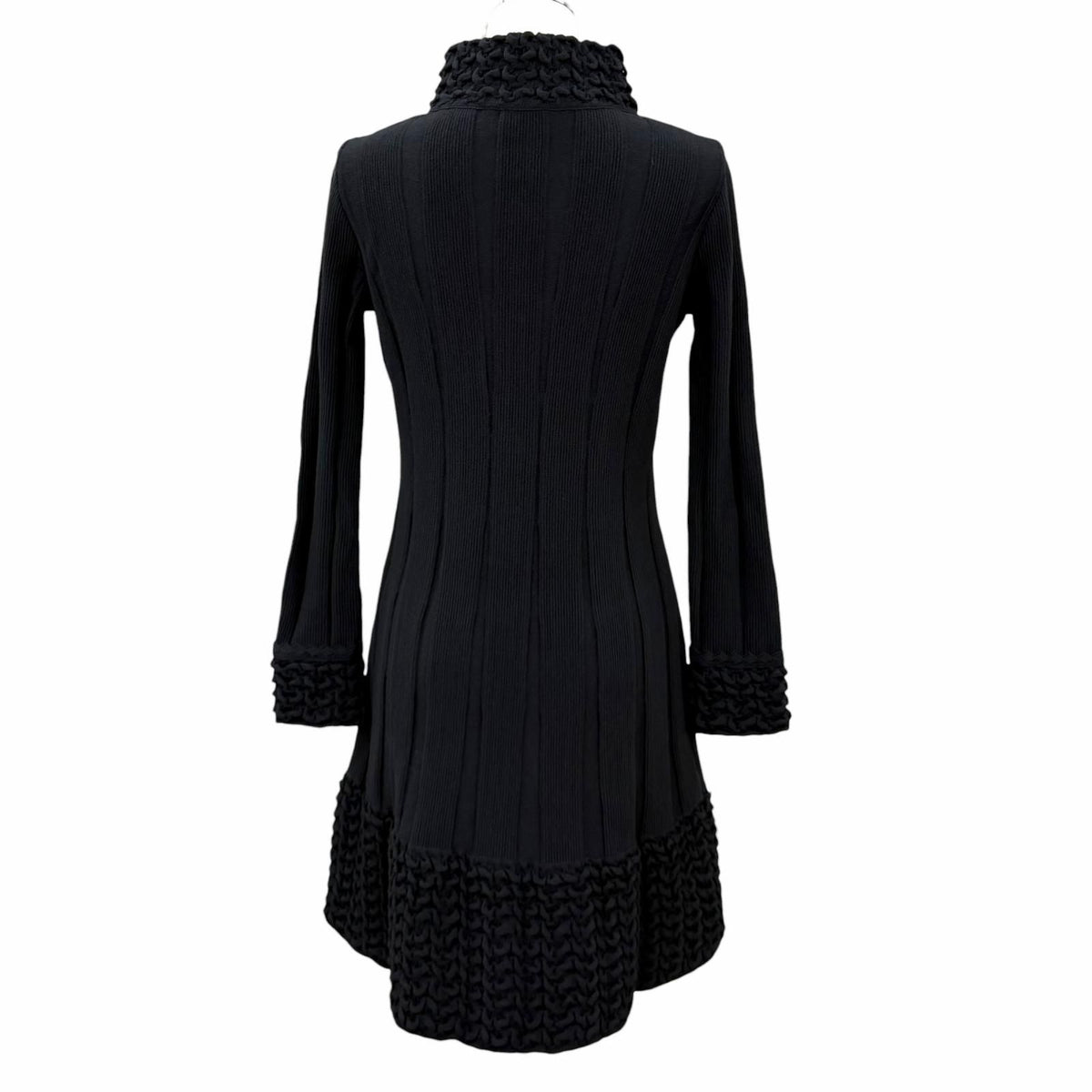 Chanel Wool Blend CC Logo Button Stand Collar Knit Dress Black FR 34 — view 4
