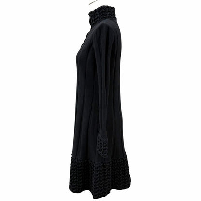 Chanel Wool Blend CC Logo Button Stand Collar Knit Dress Black FR 34 — view 3