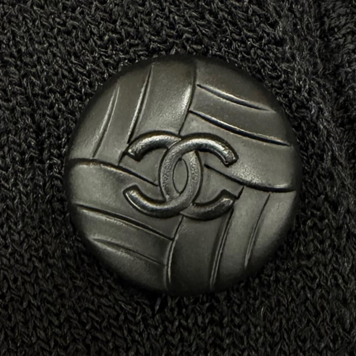 Chanel Wool Blend CC Logo Button Stand Collar Knit Dress Black FR 34 — view 5