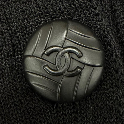 Chanel Wool Blend CC Logo Button Stand Collar Knit Dress Black FR 34 — view 5