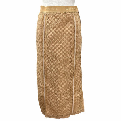 Gucci Lining Silk Skirt Beige