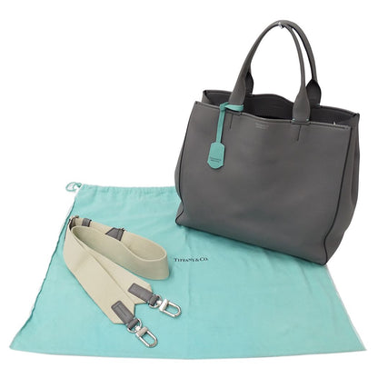 Tiffany & Co 2-Way Shoulder Bag Leather Gray — view 7