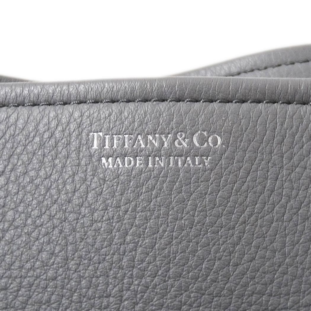 Tiffany & Co 2-Way Shoulder Bag Leather Gray — view 6