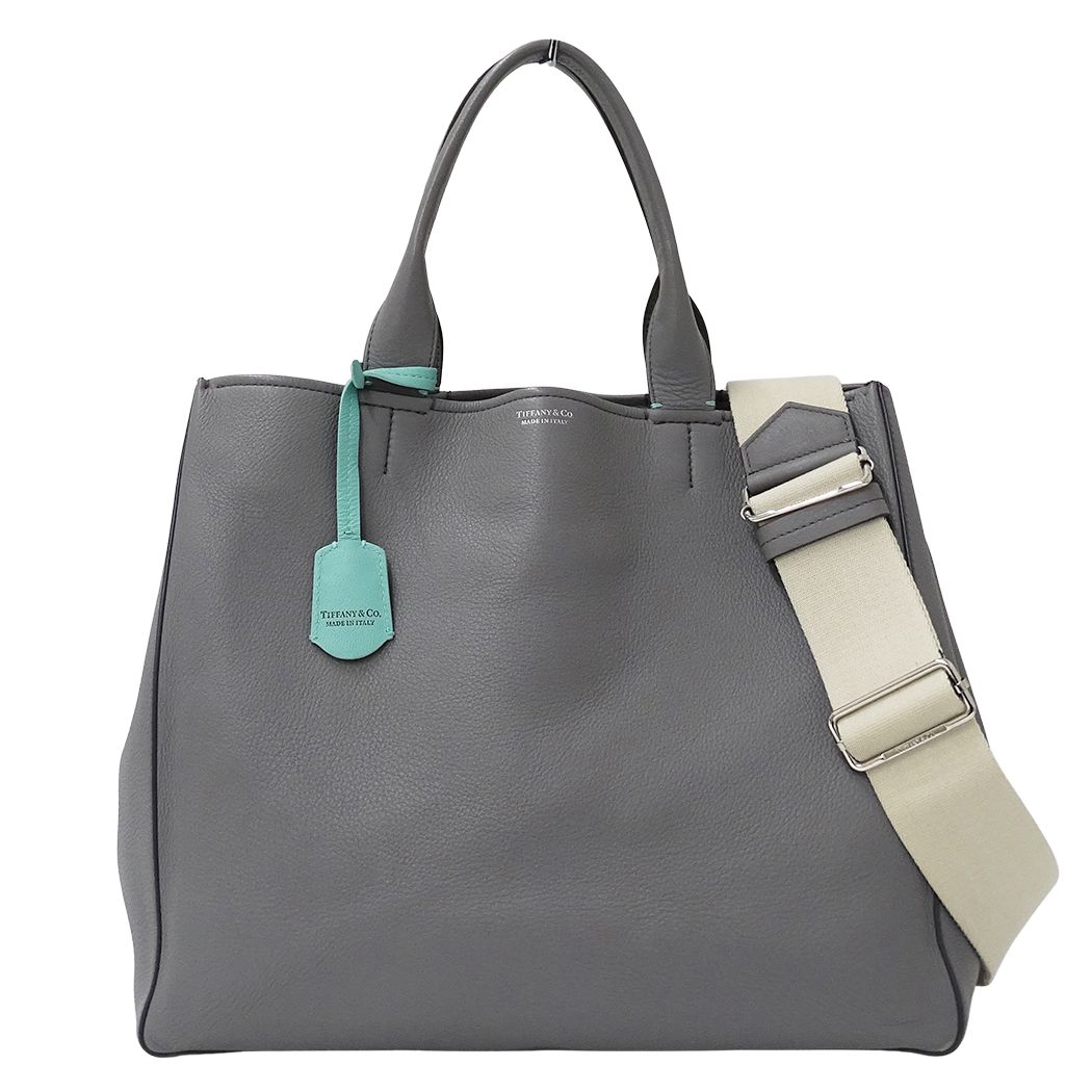 Tiffany & Co 2-Way Shoulder Bag Leather Gray