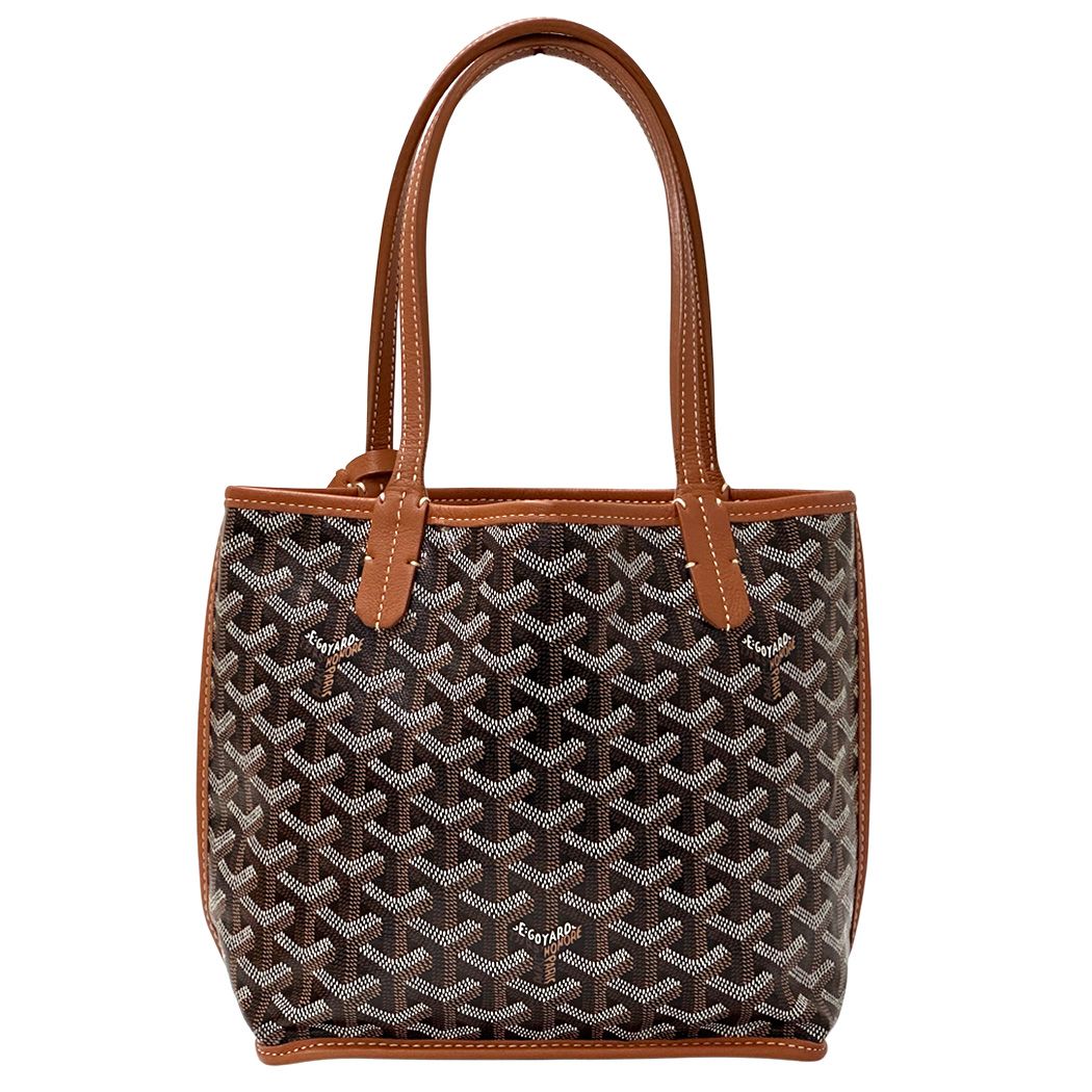 Goyard Bag Handbag Leather Anjou Mini Black Brown Handle for Work — view 2
