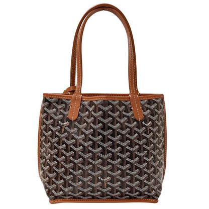 Goyard Bag Handbag Leather Anjou Mini Black Brown Handle for Work — view 2