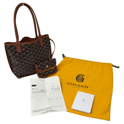 Goyard Bag Handbag Leather Anjou Mini Black Brown Handle for Work — view 7