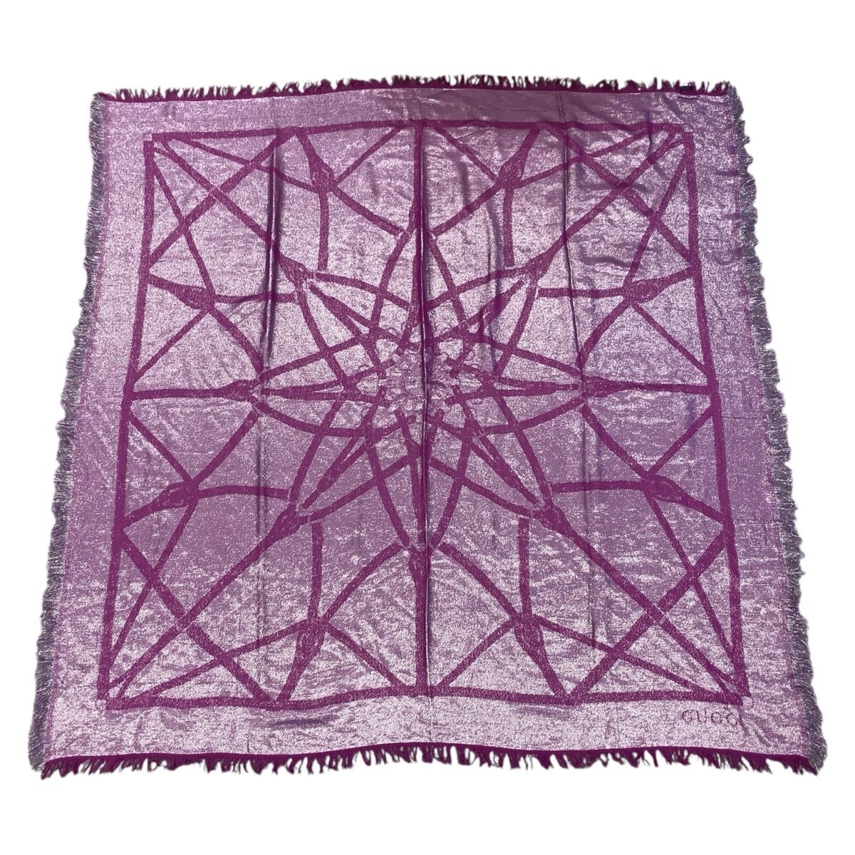 Gucci Purple Silver Glitter Rayon Wool Silk Shawl Scarf — view 3