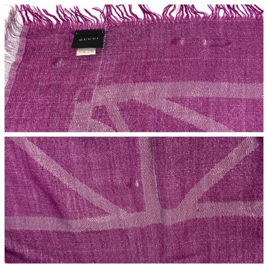 Gucci Purple Silver Glitter Rayon Wool Silk Shawl Scarf — view 7