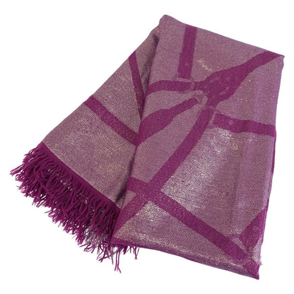 Gucci Purple Silver Glitter Rayon Wool Silk Shawl Scarf