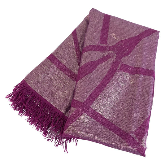 Gucci Purple Silver Glitter Rayon Wool Silk Shawl Scarf