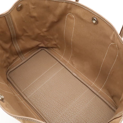 Hermes Garden Party PM Tote Bag Canvas Leather Light Brown Etoupe Silver — view 7