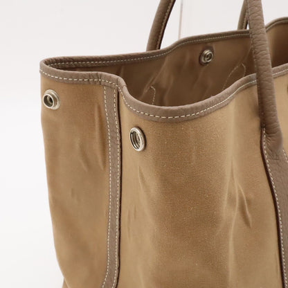 Hermes Garden Party PM Tote Bag Canvas Leather Light Brown Etoupe Silver — view 5