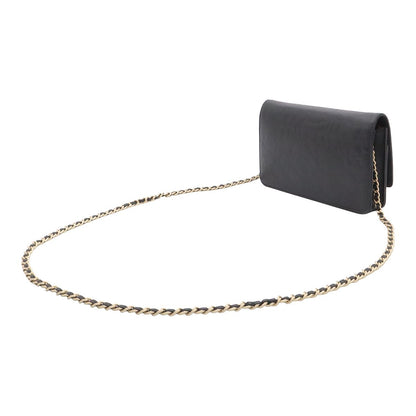 Chanel Camellia CC Logo Chain Wallet Shoulder Bag Pochette Lambskin Leather — view 2