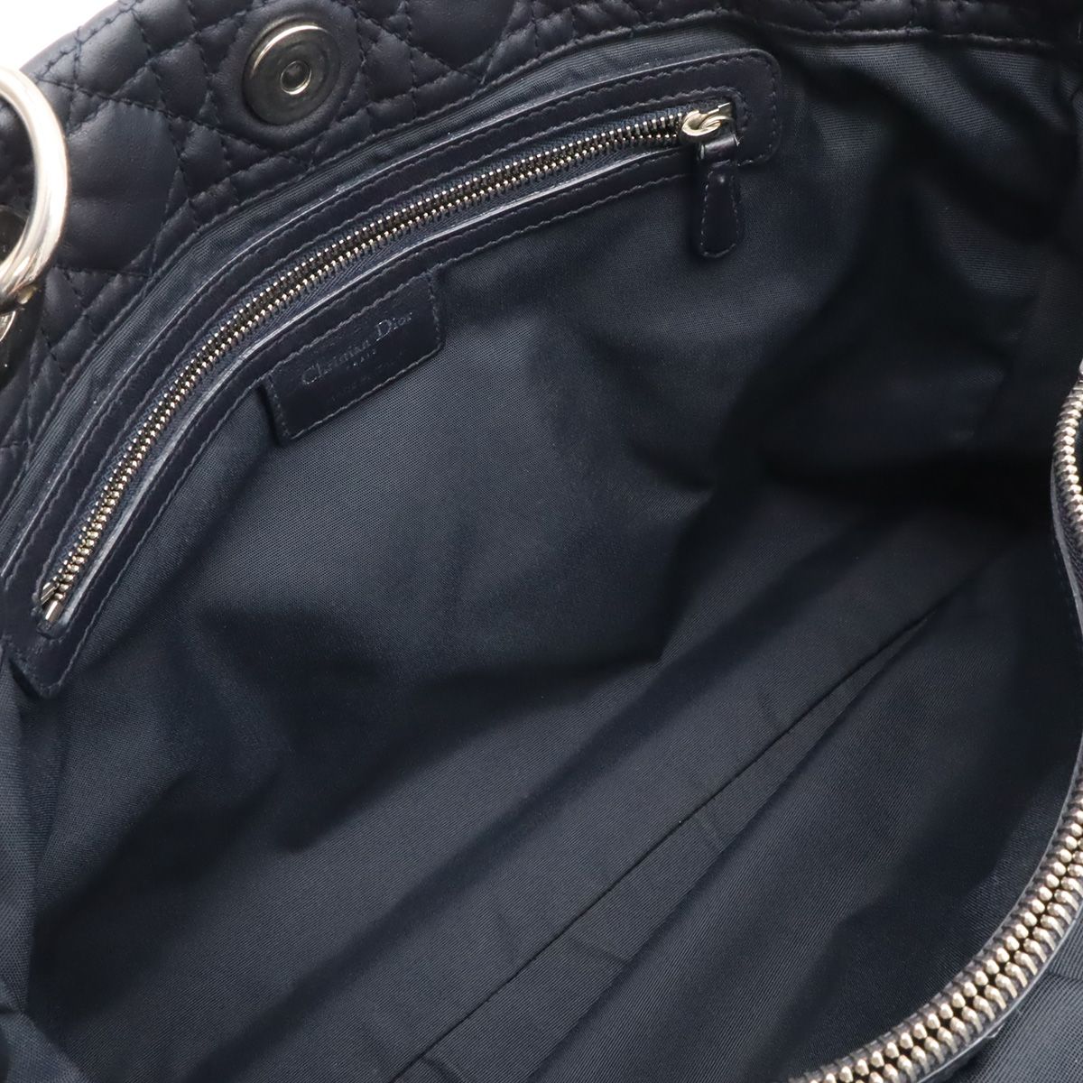 Dior Cannage Tote 2-Way Chain Shoulder Bag Leather Black Silver — view 7