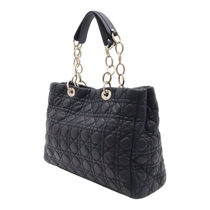 Dior Cannage Tote 2-Way Chain Shoulder Bag Leather Black Silver — view 2