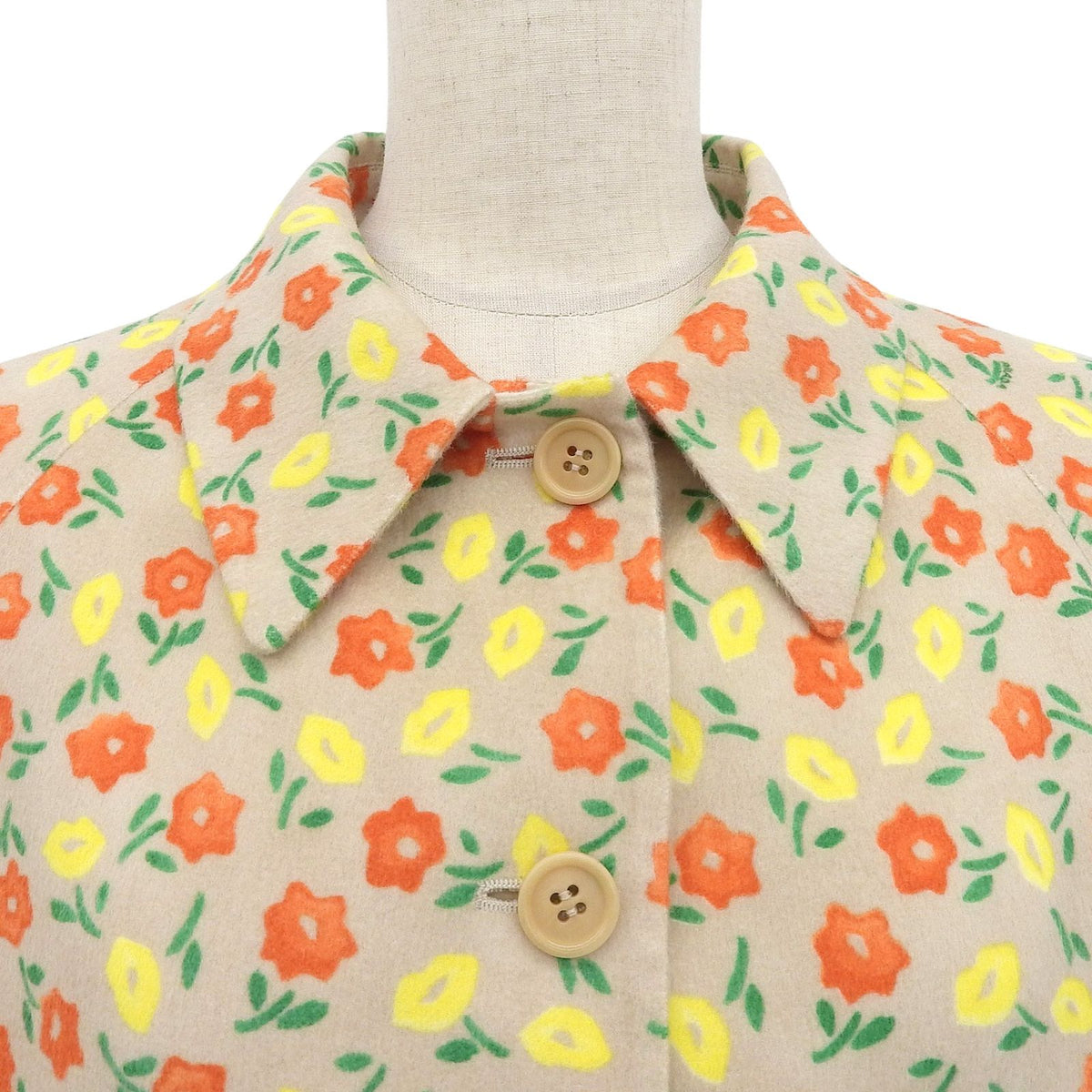 Prada Wool Angora Flower Soutien Collar Coat Multi 42 — view 4