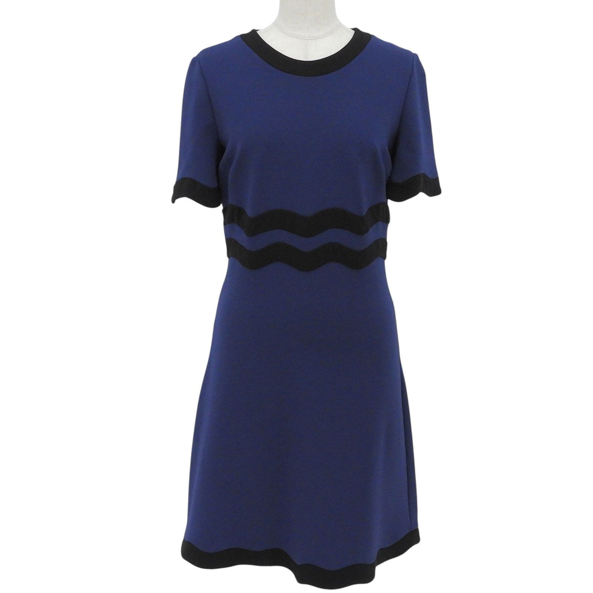 Gucci Bicolor Crew Neck Short Sleeve Dress Navy Black