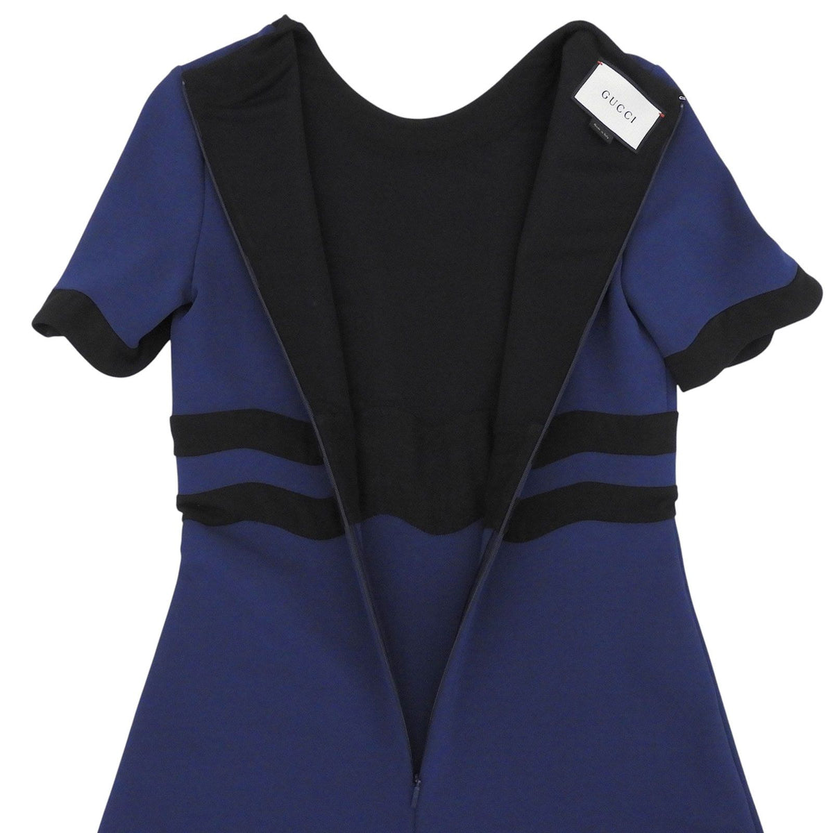 Gucci Bicolor Crew Neck Short Sleeve Dress Navy Black — view 5