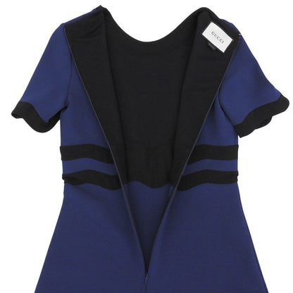 Gucci Bicolor Crew Neck Short Sleeve Dress Navy Black — view 5