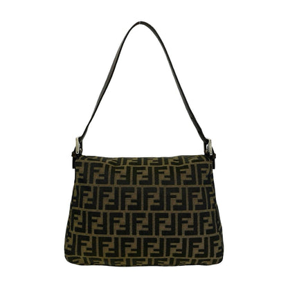 Fendi Vintage Mamma Bucket Zucca FF Logo Canvas Leather Shoulder Bag Brown — view 3