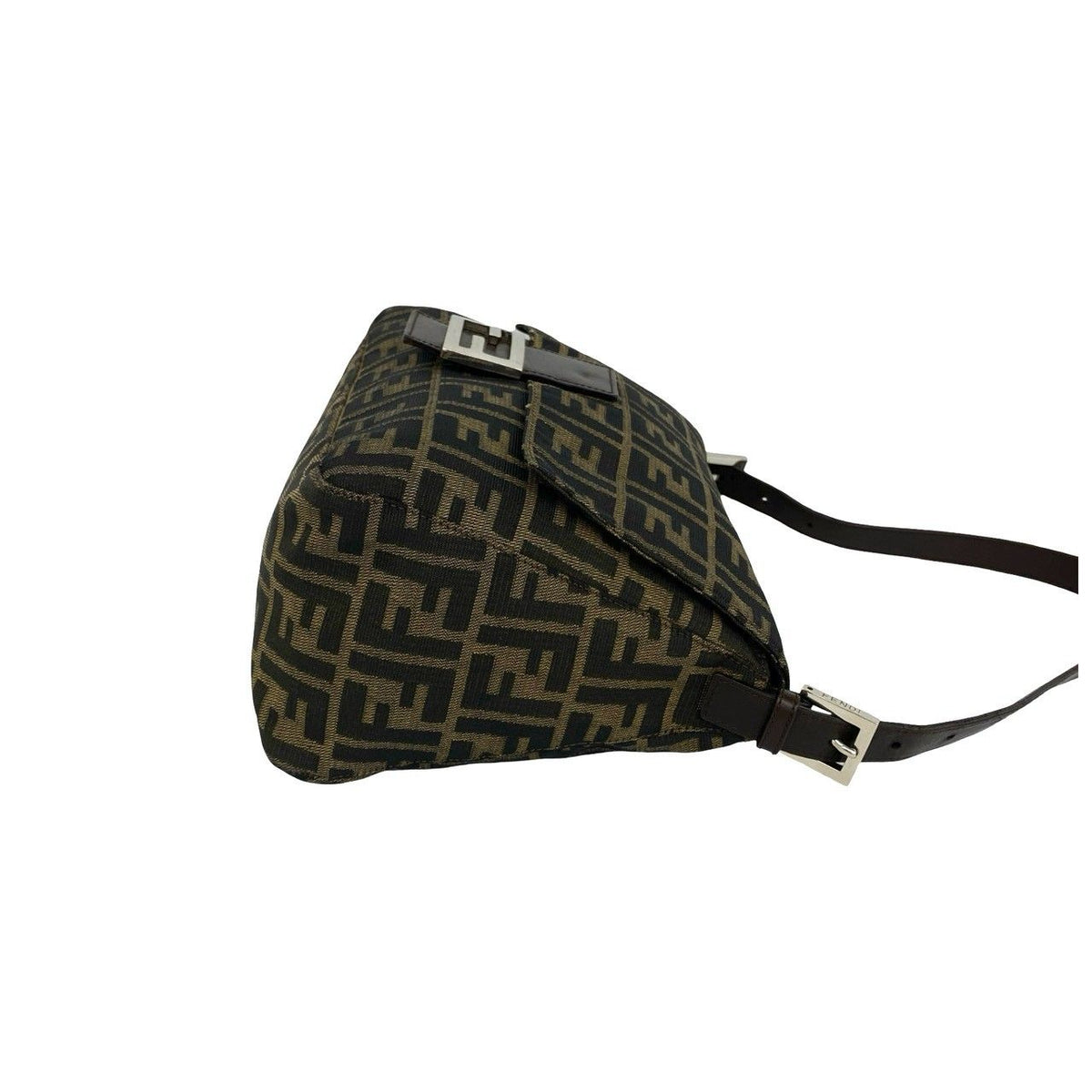 Fendi Vintage Mamma Bucket Zucca FF Logo Canvas Leather Shoulder Bag Brown — view 6