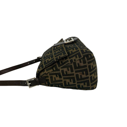 Fendi Vintage Mamma Bucket Zucca FF Logo Canvas Leather Shoulder Bag Brown — view 5