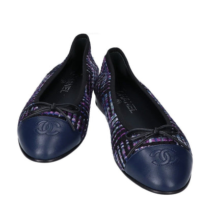 Chanel 23B CC Logo Multicolor Tweed Ballerina Flat Shoes